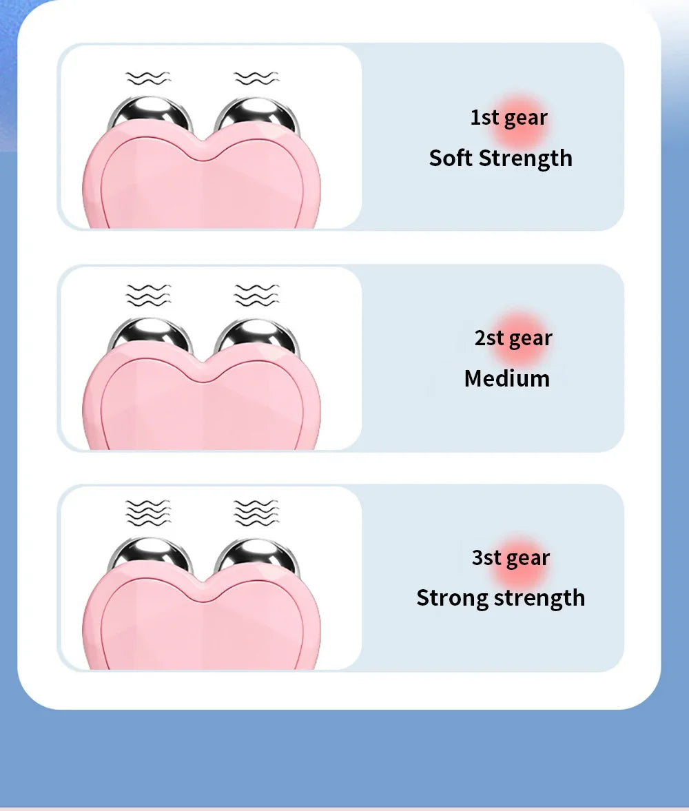 NEW Micro Current Beauty Device Mini Portable Face Lifting Roller Slimming Massager EMS Delicate Contour Firming Facial Care