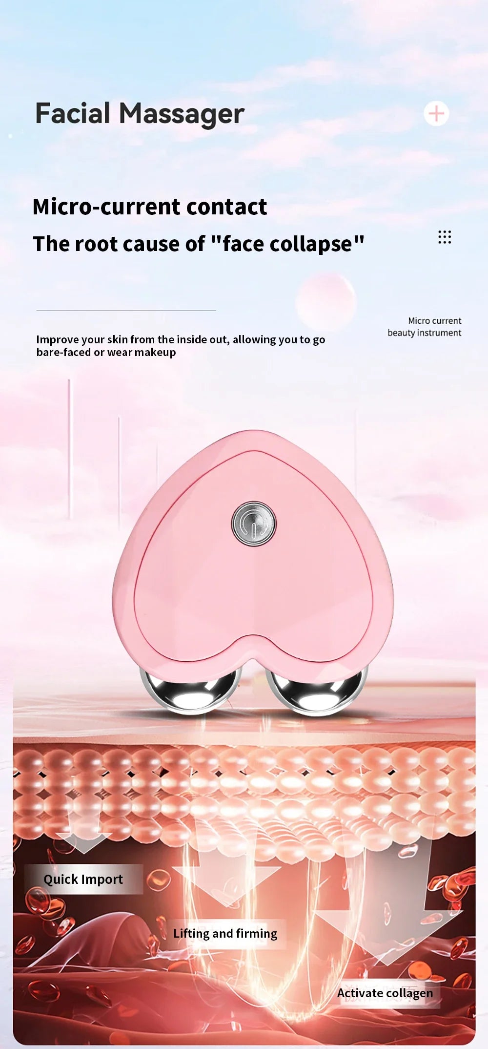 NEW Micro Current Beauty Device Mini Portable Face Lifting Roller Slimming Massager EMS Delicate Contour Firming Facial Care