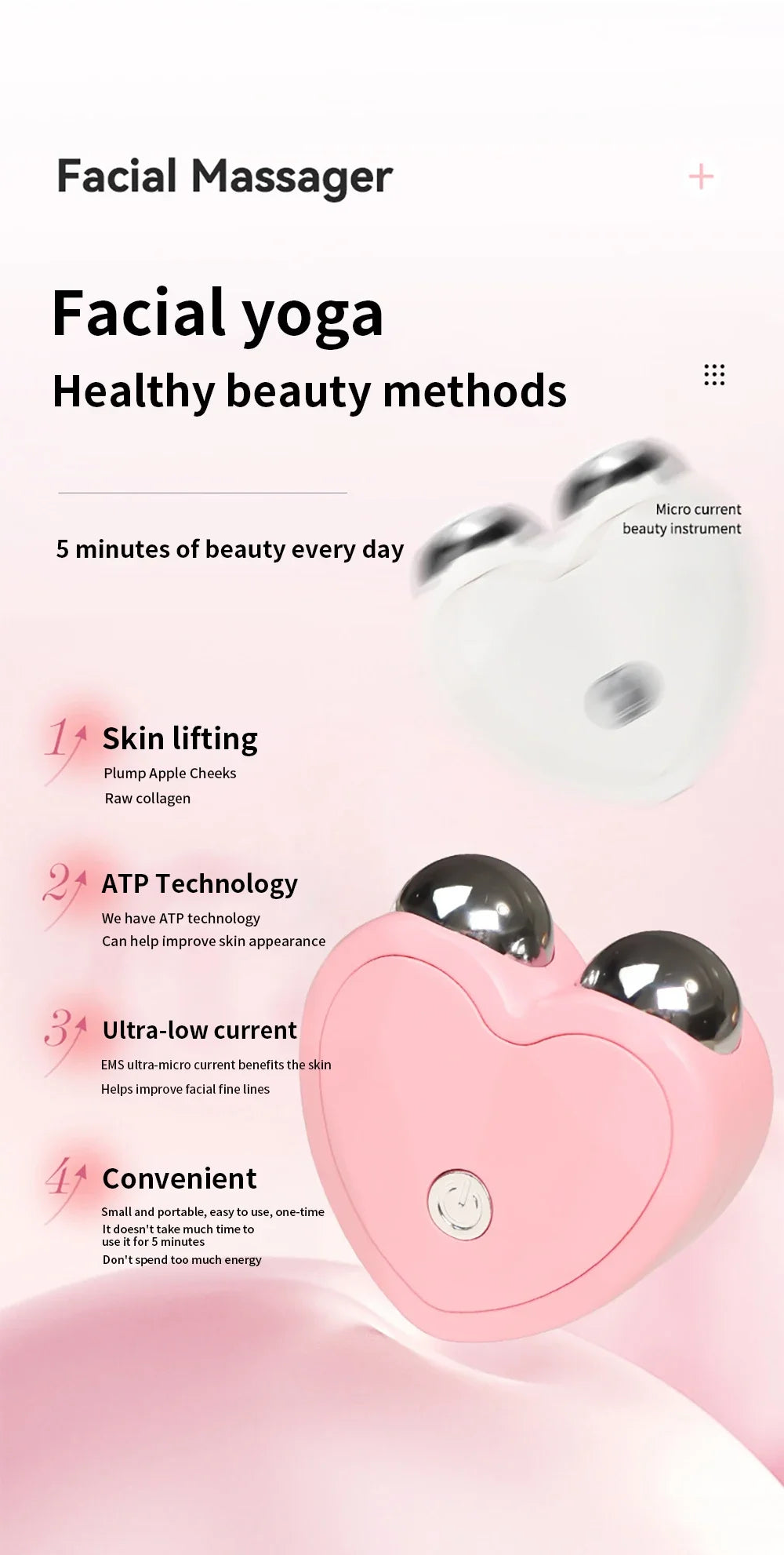 NEW Micro Current Beauty Device Mini Portable Face Lifting Roller Slimming Massager EMS Delicate Contour Firming Facial Care